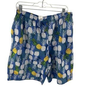 Island Haze Men's Pineapple Print Elastic Waist Swim Board Shorts Blue Size 54
